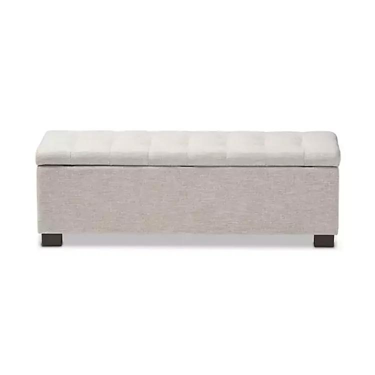 Entryway Furniture-Kirklands Home Beige Grid-Tufted Contemporary Storage Bench Tan