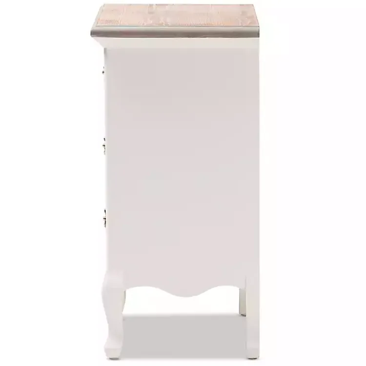 Nightstands-Kirklands Home Antique Wooden 3-Drawer Nightstand White