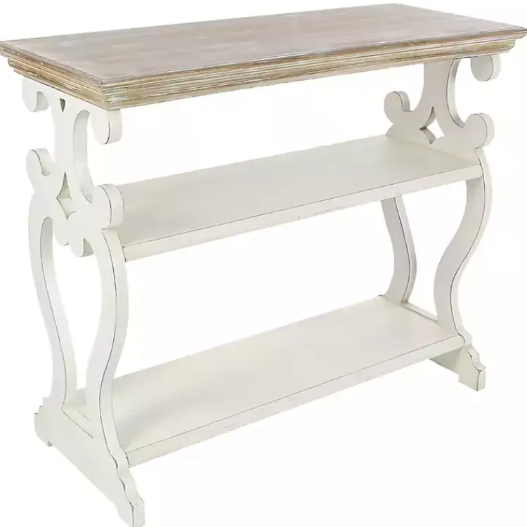 Console Tables-Kirklands Home Wooden 2-Shelf Console Table White
