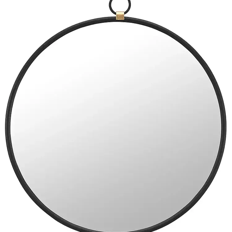 Decorative Mirrors-Kirklands Home Round Metal Mirror with Ring Black