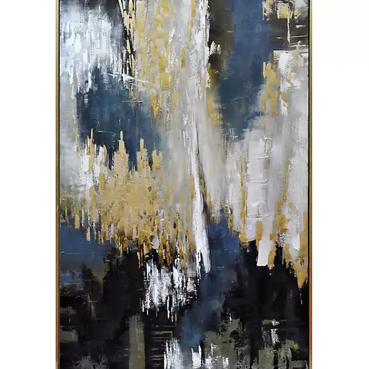 Canvas Art-Kirklands Home Blue and Gold Abstract Framed Canvas Art Print