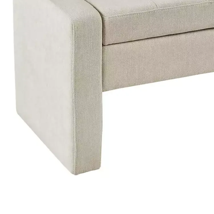 Benches & Ottomans-Kirklands Home Cream Button Tufted Upholstered Storage Bench Ivory