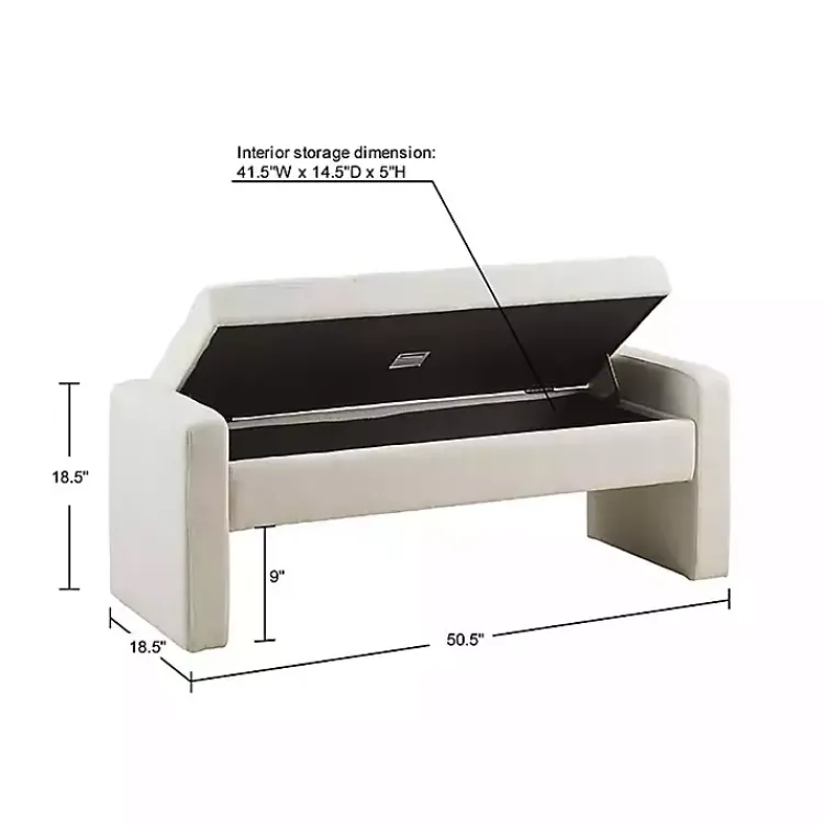 Benches & Ottomans-Kirklands Home Cream Button Tufted Upholstered Storage Bench Ivory