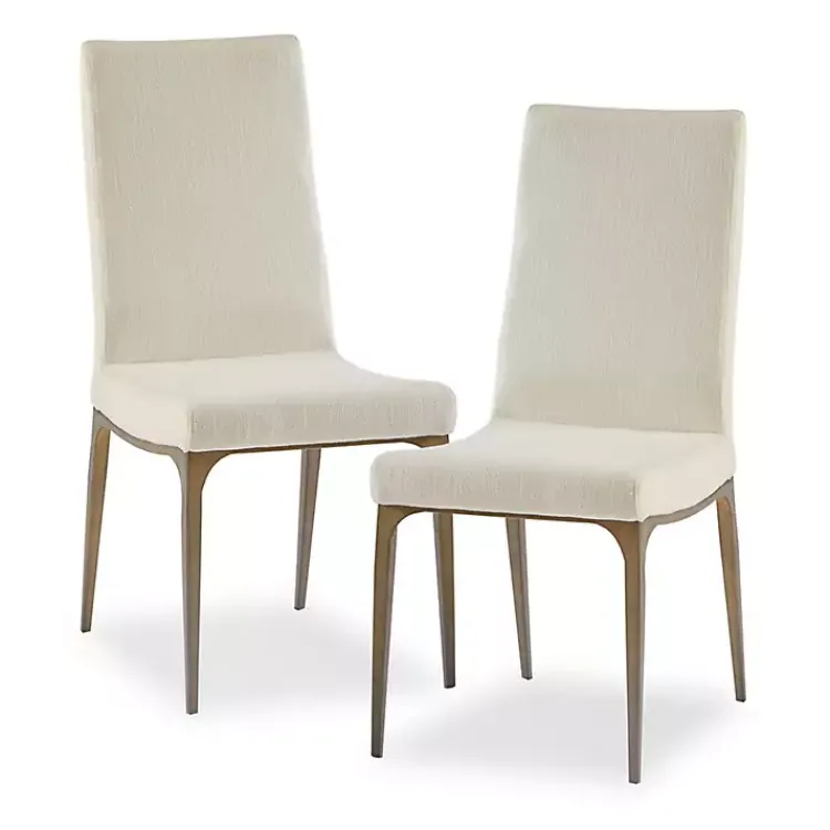 Dining Chairs-Kirklands Home Cream Bronze Metal Base Dining Chairs, Set of 2 Ivory