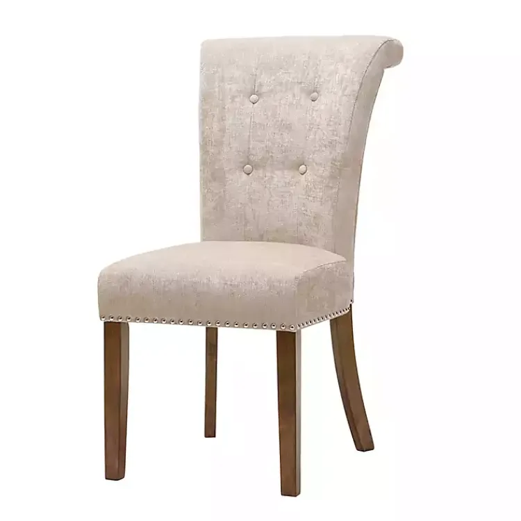 Dining Chairs-Kirklands Home Cream Linen Rolled Back Dining Chairs, Set of 2 Ivory