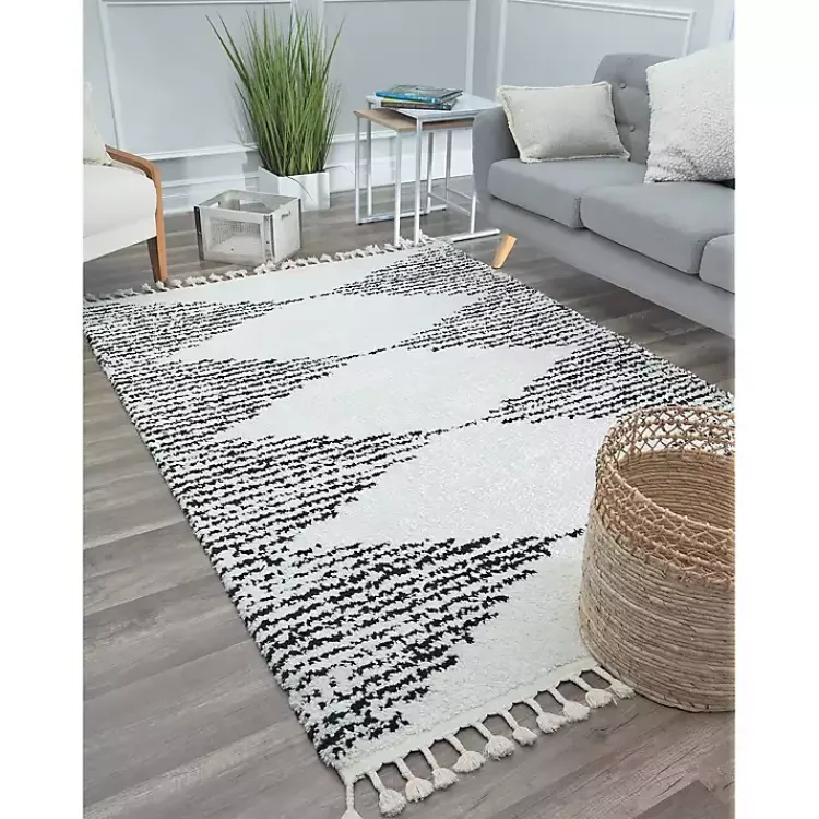 Area Rugs-Kirklands Home Heath Black and White Moon Area Rug, 8x10