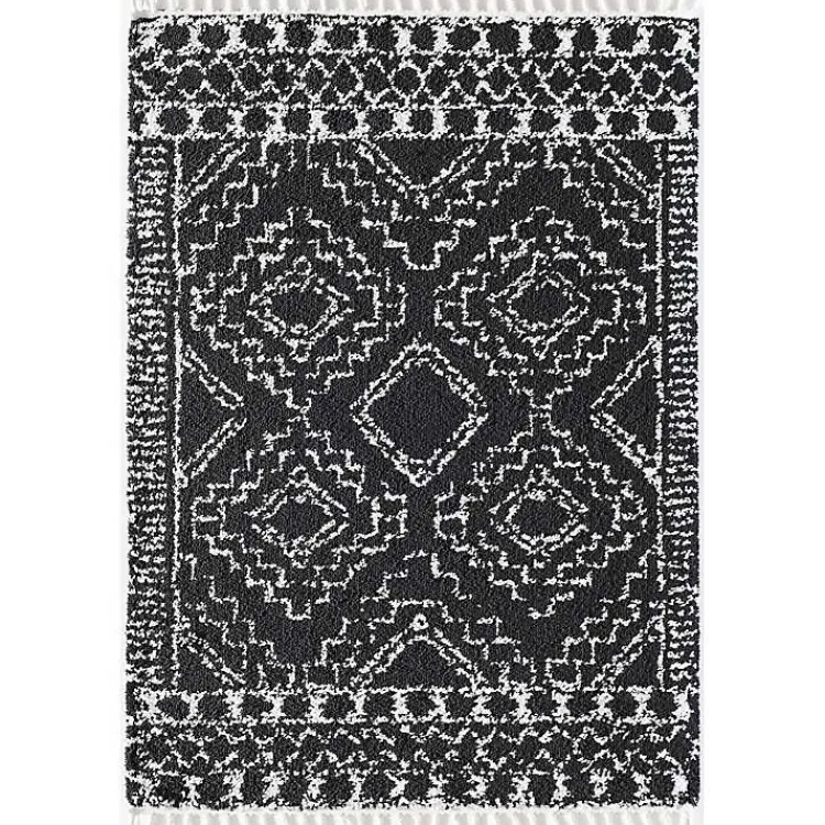 Area Rugs-Kirklands Home Sable and White Moon Accent Rug, 2x8 Black