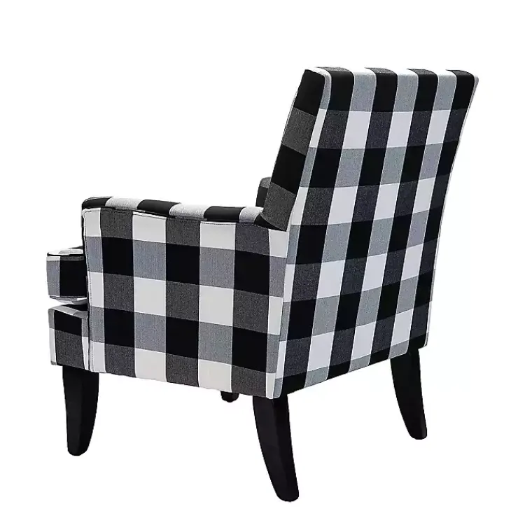 Accent Chairs-Kirklands Home Black and White Buffalo Check Armchair