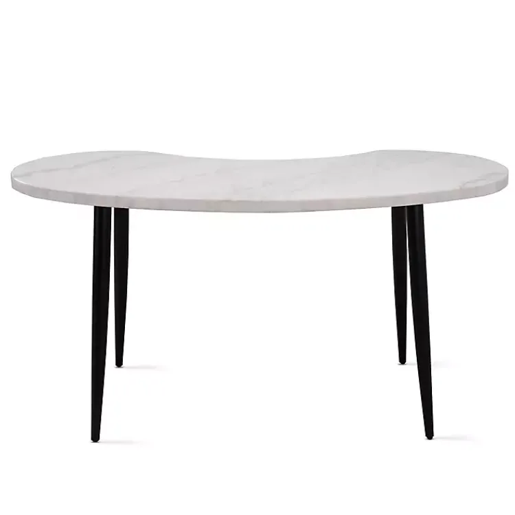 Office Furniture-Kirklands Home White Marble Kidney Shaped Desk