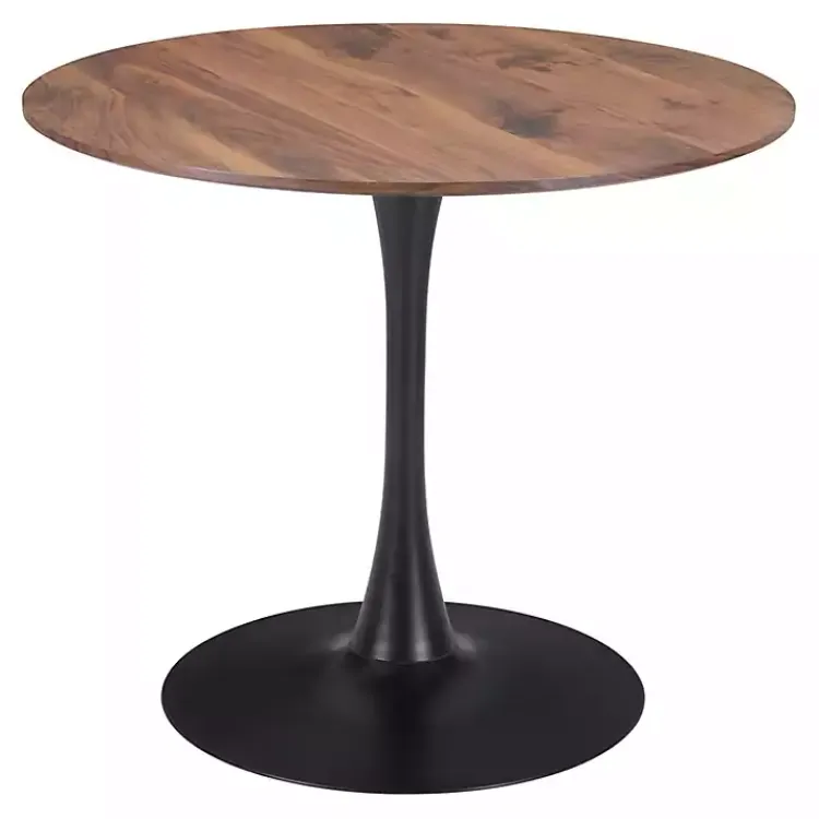 Dining Tables-Kirklands Home Brown Wood and Black Metal Bistro Dining Table