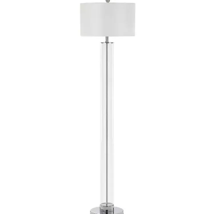 Floor Lamps-Kirklands Home Clear Glass Demi Floor Lamp Ivory