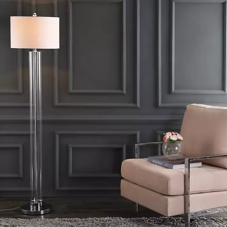 Floor Lamps-Kirklands Home Clear Glass Demi Floor Lamp Ivory