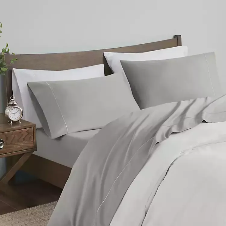 Bed Sheets-Kirklands Home Pima Cotton Sateen 4-pc. King Sheet Set Gray