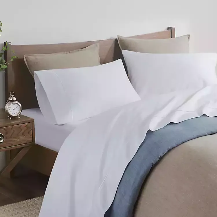 Bed Sheets-Kirklands Home Pima Cotton Sateen 4-pc. King Sheet Set White