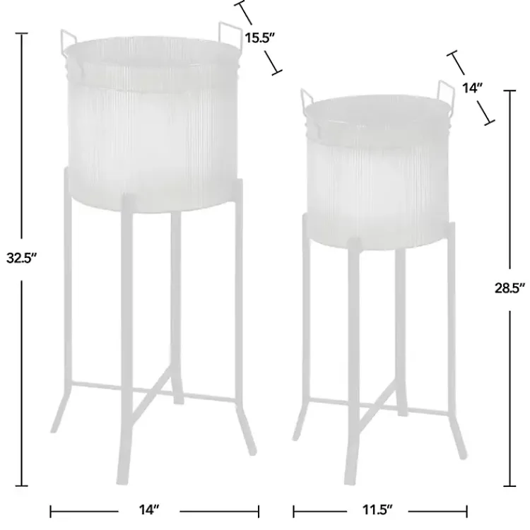 Planters-Kirklands Home Galvanized Planters with Stands, Set of 2 Black