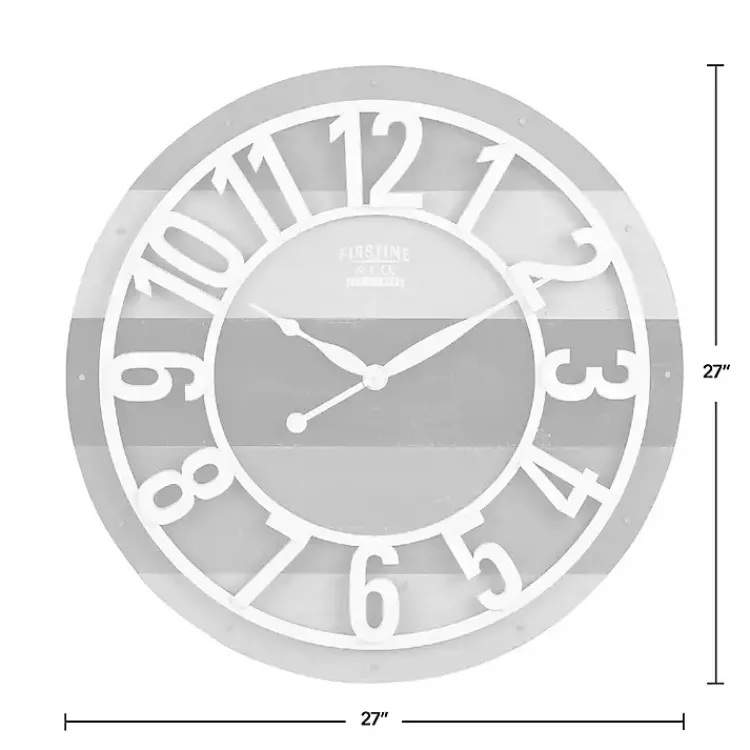 Clocks-Kirklands Home Charcoal and White Plank Wall Clock Gray
