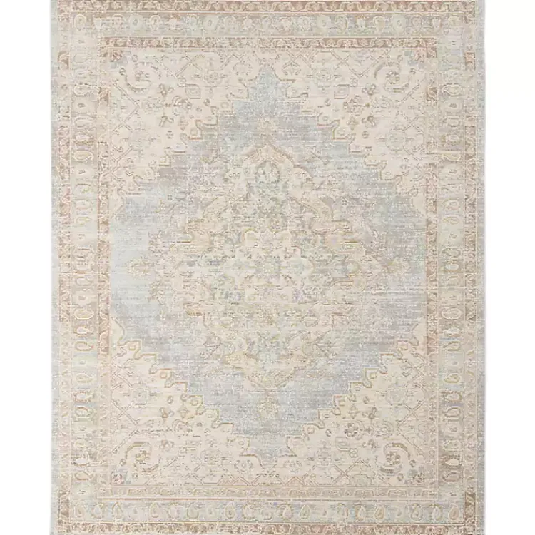 Area Rugs-Kirklands Home Gray and Beige Vintage Medallion Area Rug, 5x7