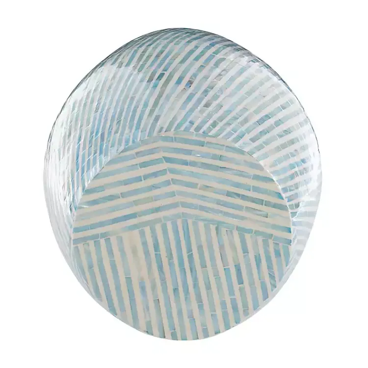 Accent & End Tables-Kirklands Home Blue and White Mosaic Capiz Shell Drum End Table