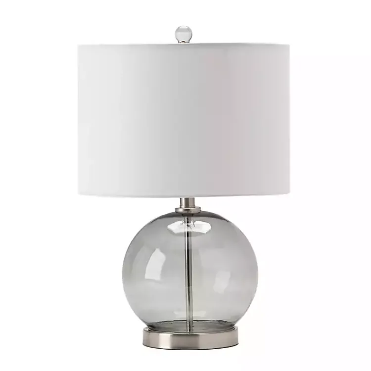 Table Lamps-Kirklands Home Gray Glass Globe Table Lamp White