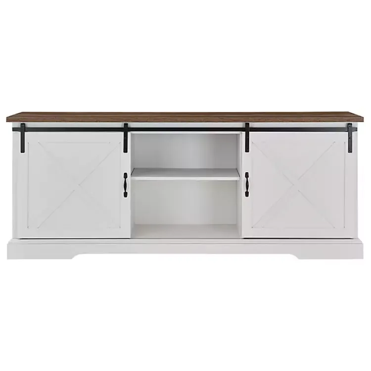 Tv Stands & Media Consoles-Kirklands Home Sliding Barn Door Media Cabinet White