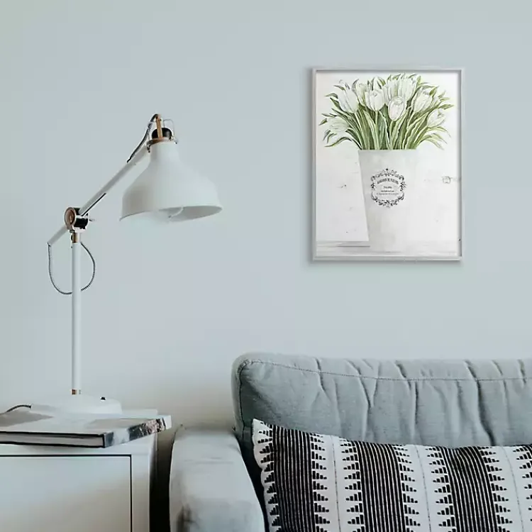 Framed Art-Kirklands Home White Tulip Bouquet in a Vase Framed Art Print