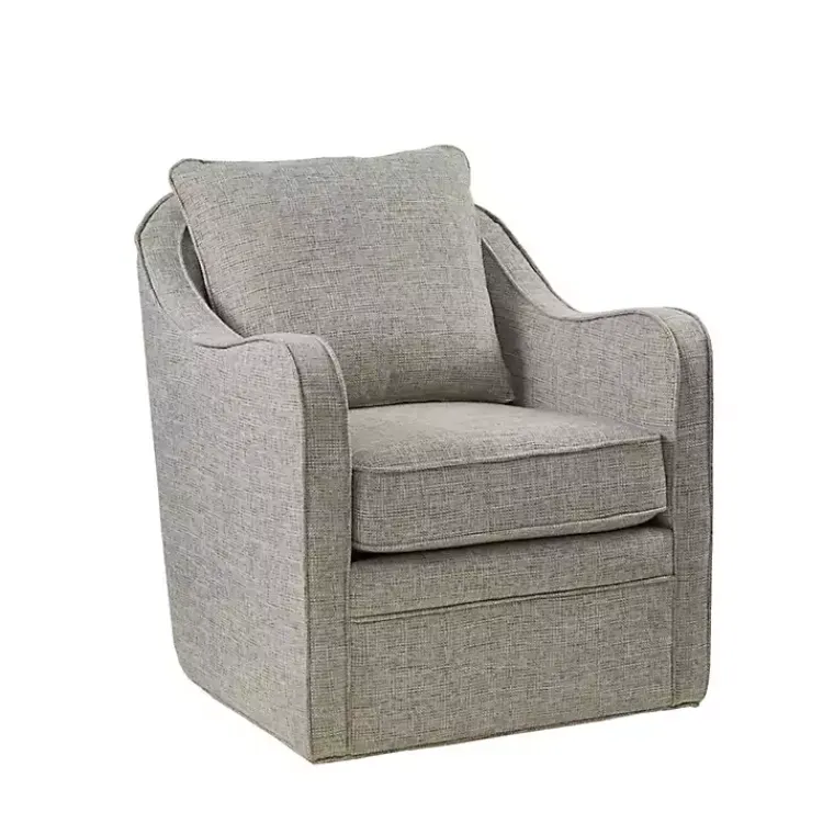 Accent Chairs-Kirklands Home Swivel Upholstered Wide Seat Accent Chair Gray