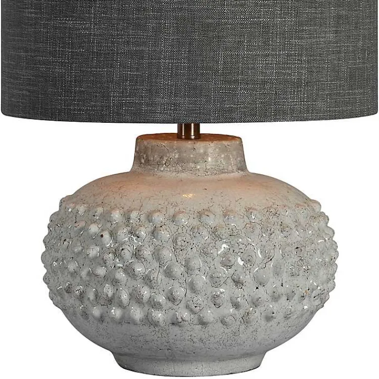 Table Lamps-Kirklands Home Ivory Hobnail Table Lamp Gray