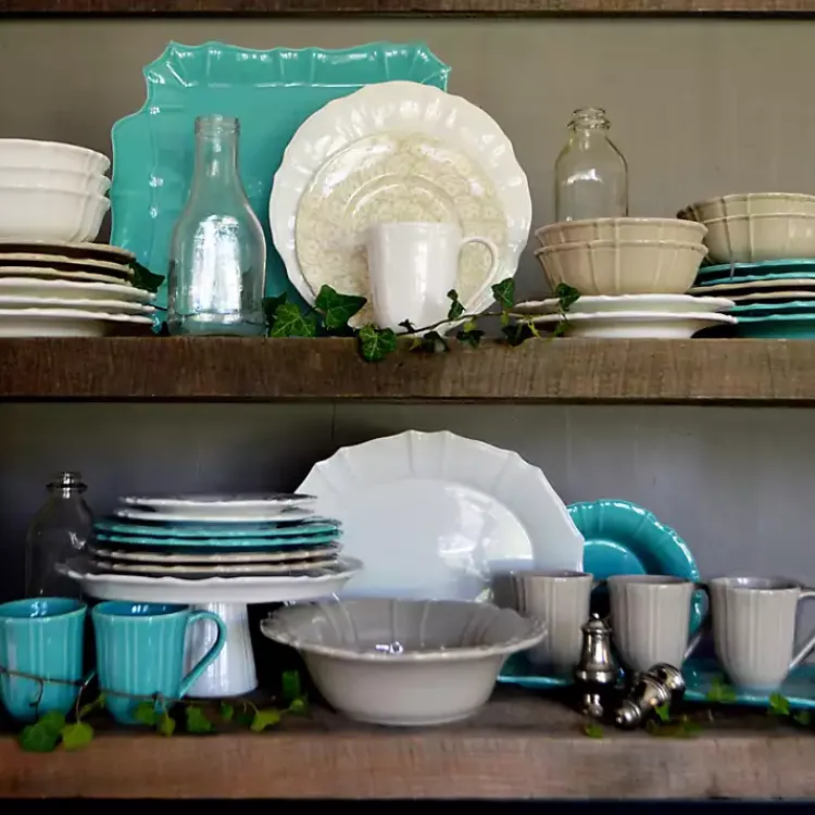 Serving & Entertaining-Kirklands Home Glazed Scalloped Ceramic Pasta Bowl White