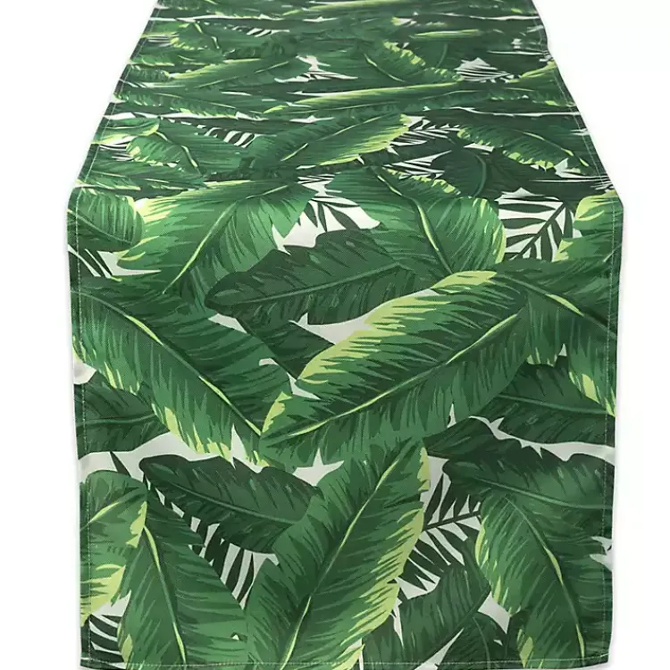 Outdoor Dining-Kirklands Home Banana Leaf Outdoor Table Runner, 108 in. Green