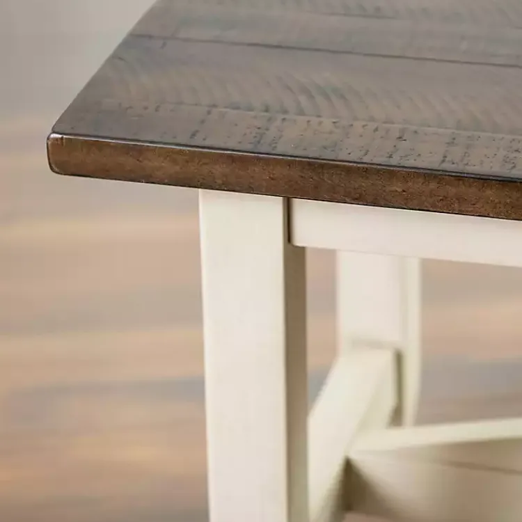 Benches & Ottomans-Kirklands Home Dark Brown and Jackson Dining Bench Ivory