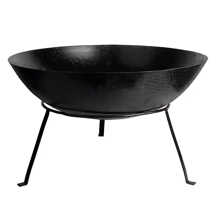 Fire Pits-Kirklands Home Large Metal Fire Bowl with Tapered Legs Black