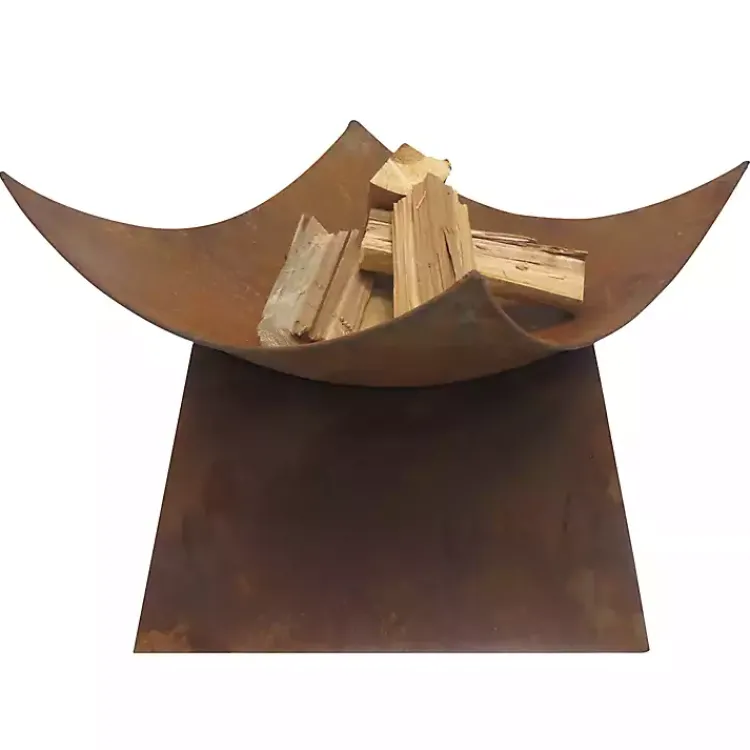 Fire Pits-Kirklands Home Patina Modern Open Fire Bowl Brown