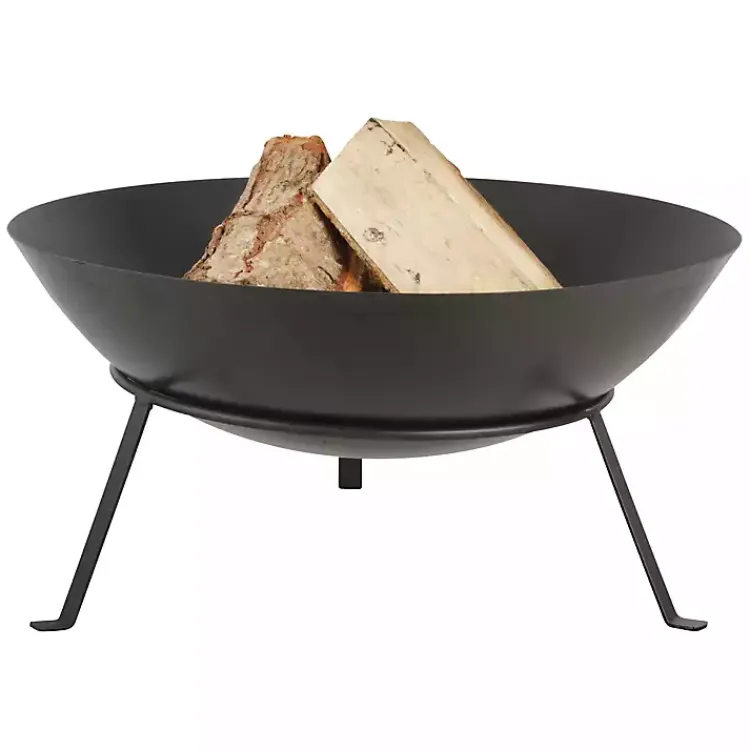 Fire Pits-Kirklands Home Metal Fire Bowl with Tapered Legs Black