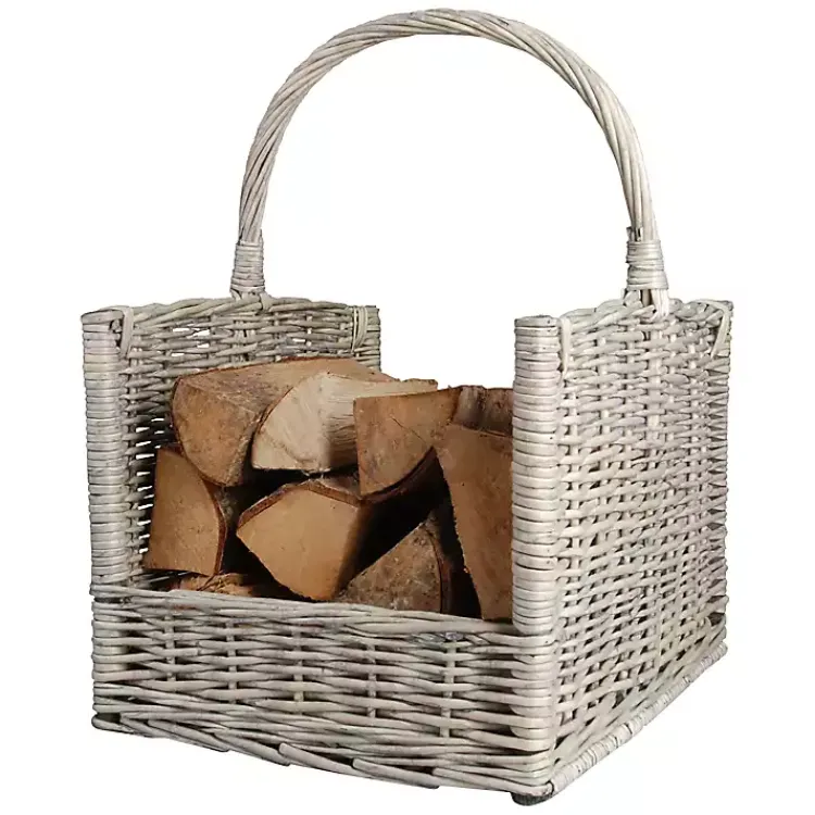 Garden Decor-Kirklands Home Willow Branch Firewood Basket Gray