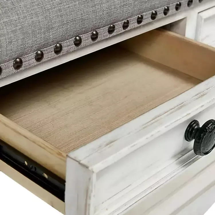 Coffee Tables-Kirklands Home Ivory and Gray Upholstered Square Coffee Table