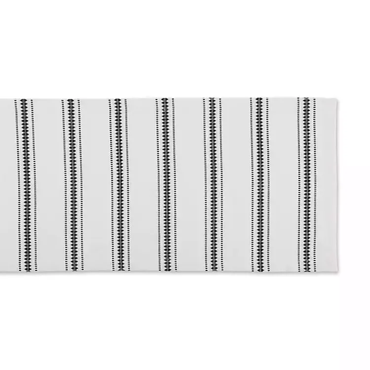 Table Linens-Kirklands Home Zig Zag Dobby Stripe Table Runner, 72 in. Black
