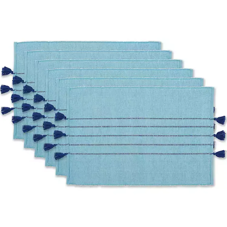 Table Linens-Kirklands Home Thera Stripe Placemats, Set of 6 Blue