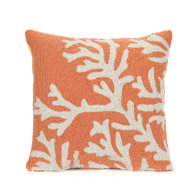Outdoor Cushions & Pillows-Kirklands Home Coral Ocean Flower Outdoor Accent Pillow Orange
