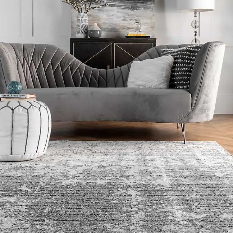 Area Rugs-Kirklands Home Gray Distressed Power Loomed Area Rug, 8x12