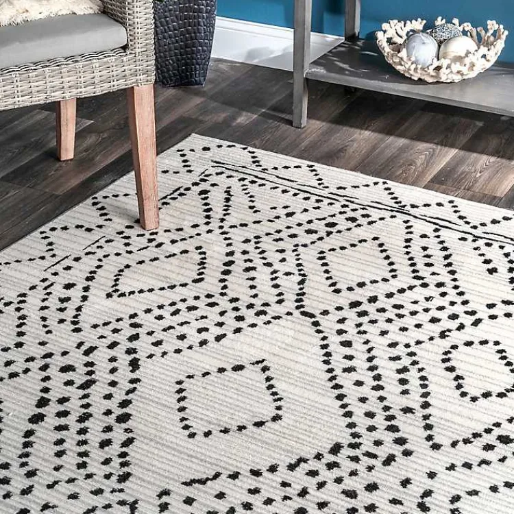 Area Rugs-Kirklands Home Gray Millie Dotted Trellis Area Rug, 9x12