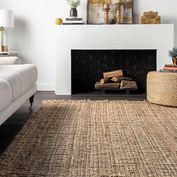Area Rugs-Kirklands Home Hand Woven Looped Natural Jute Area Rug, 9x13 Tan