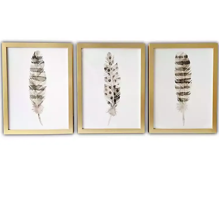 Framed Art-Kirklands Home Feathers Framed Art Prints, Set of 3