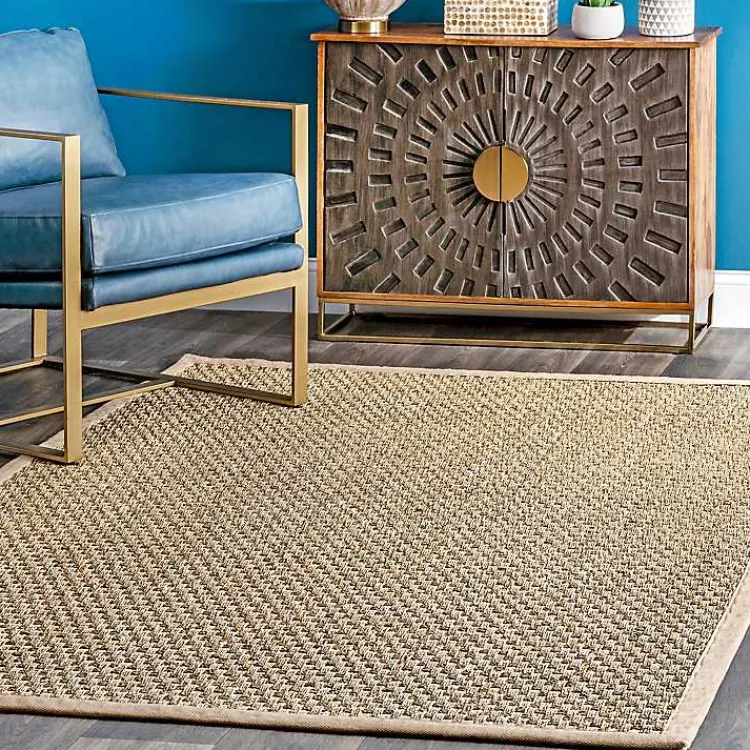 Area Rugs-Kirklands Home Checker Weave Seagrass Area Rug, 5x8 Tan
