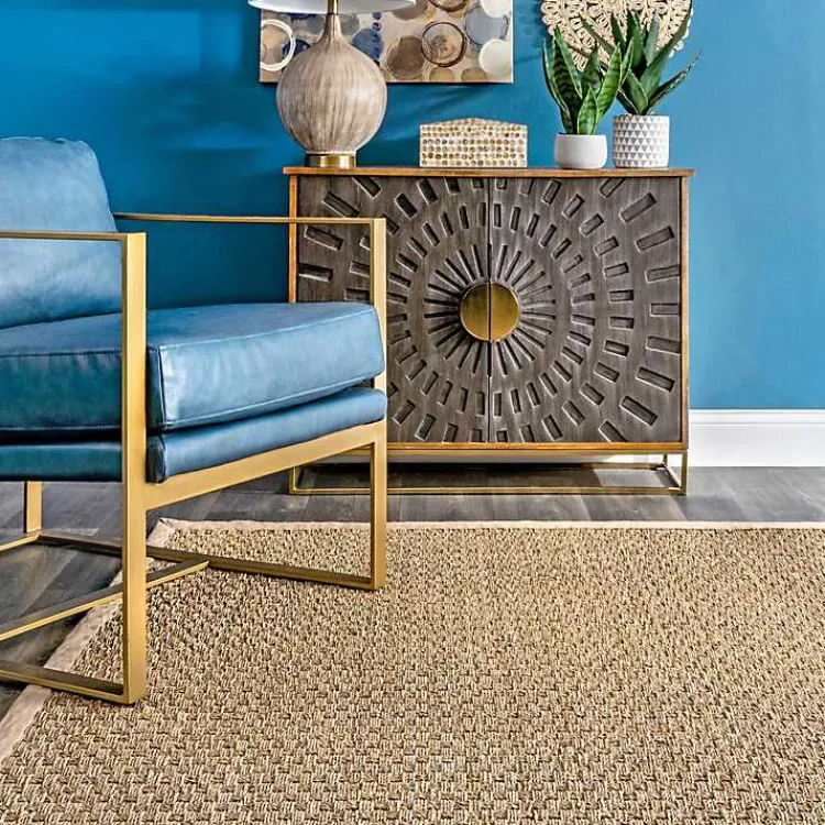 Area Rugs-Kirklands Home Checker Weave Seagrass Area Rug, 5x8 Tan