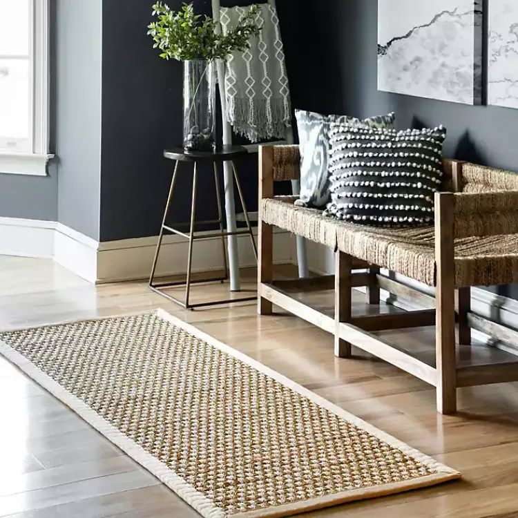 Area Rugs-Kirklands Home Checker Weave Seagrass Area Rug, 5x8 Tan