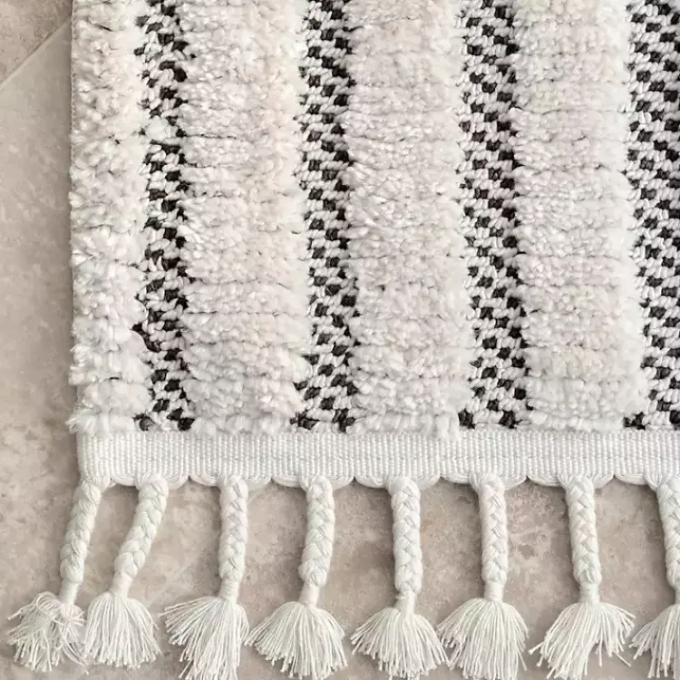 Area Rugs-Kirklands Home Gray Checkered Tiles Area Rug with Tassels, 5x7