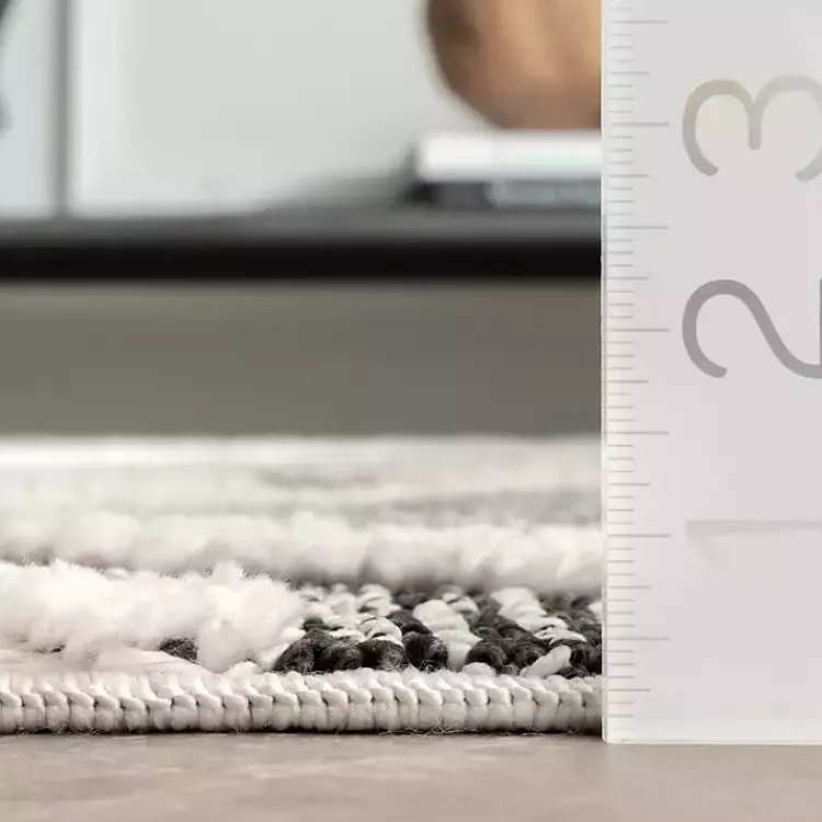 Area Rugs-Kirklands Home Gray Checkered Tiles Area Rug with Tassels, 5x7