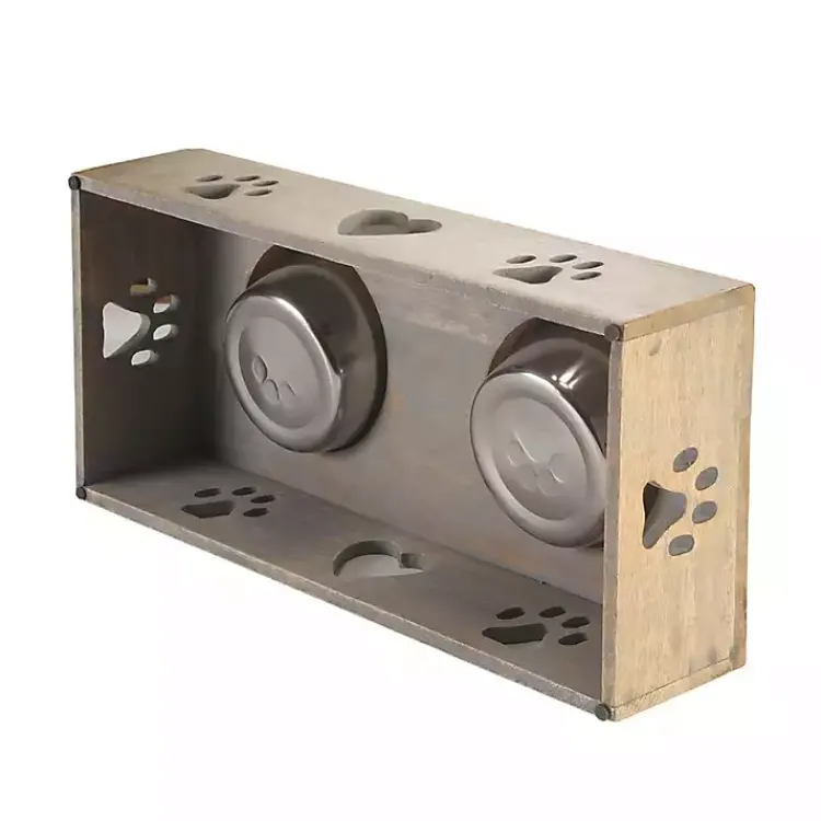 Pet Dishes & Canisters-Kirklands Home Mango Wood Heart Cutout Dog Bowl