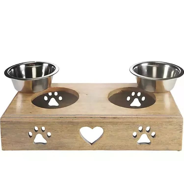 Pet Dishes & Canisters-Kirklands Home Mango Wood Heart Cutout Dog Bowl