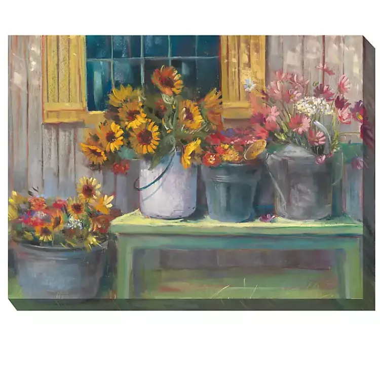 Outdoor Wall Decor-Kirklands Home Buckets of Floral Bliss Outdoor Canvas Art Print